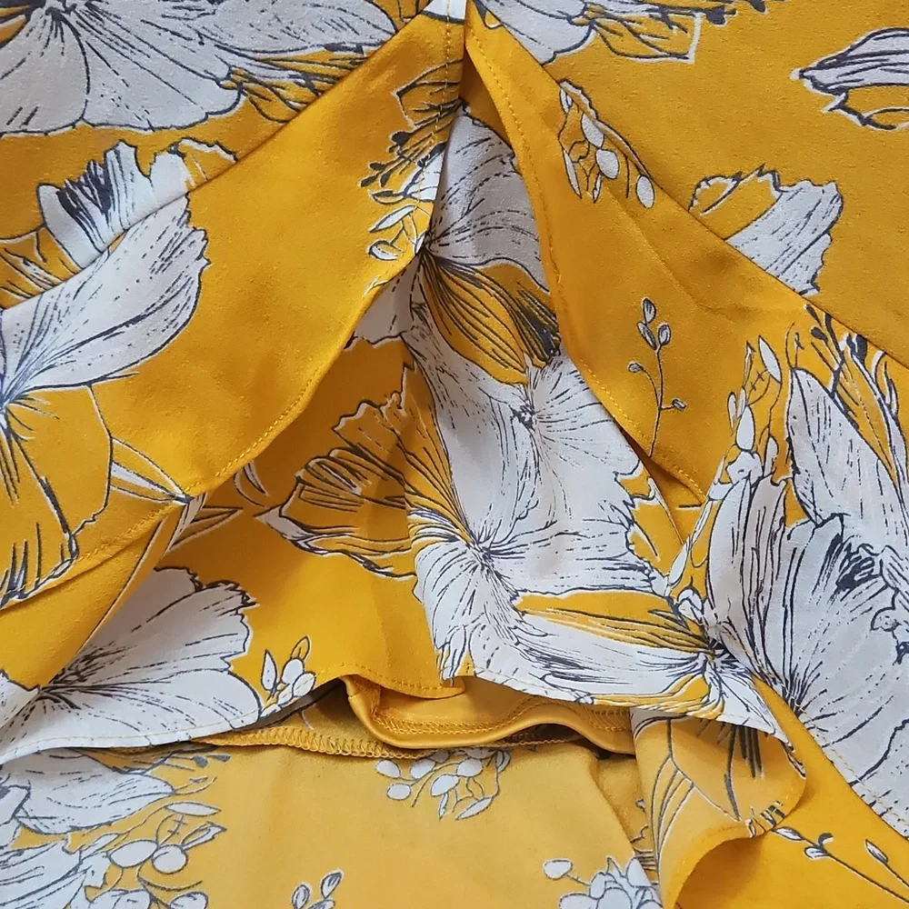 Lulus High Low Maxi Dress NEW Darling Daylily Mustard Yellow Floral Print Large - Picture 10 of 14